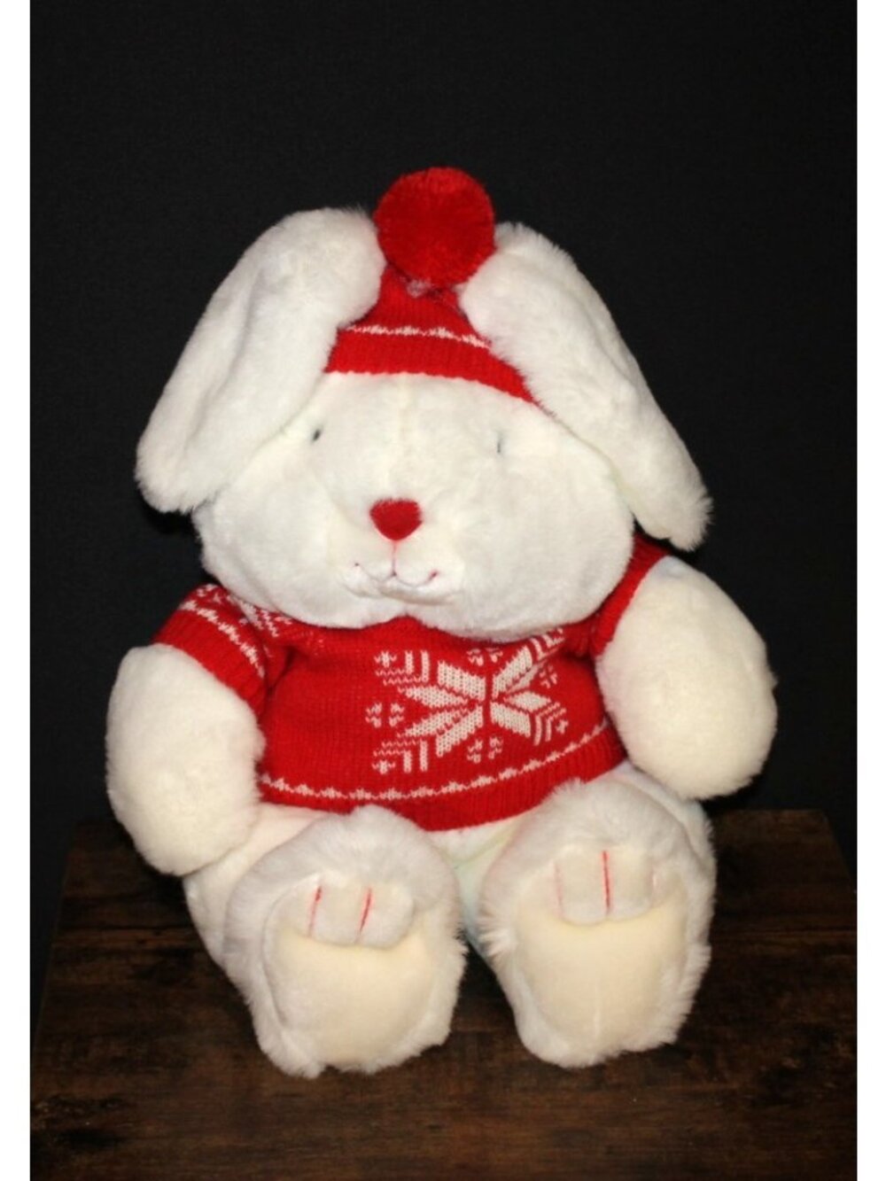 Vintage Mervyn's 17" White Snow Bunny Christmas Plush Rabbit Holiday 1987 NEW